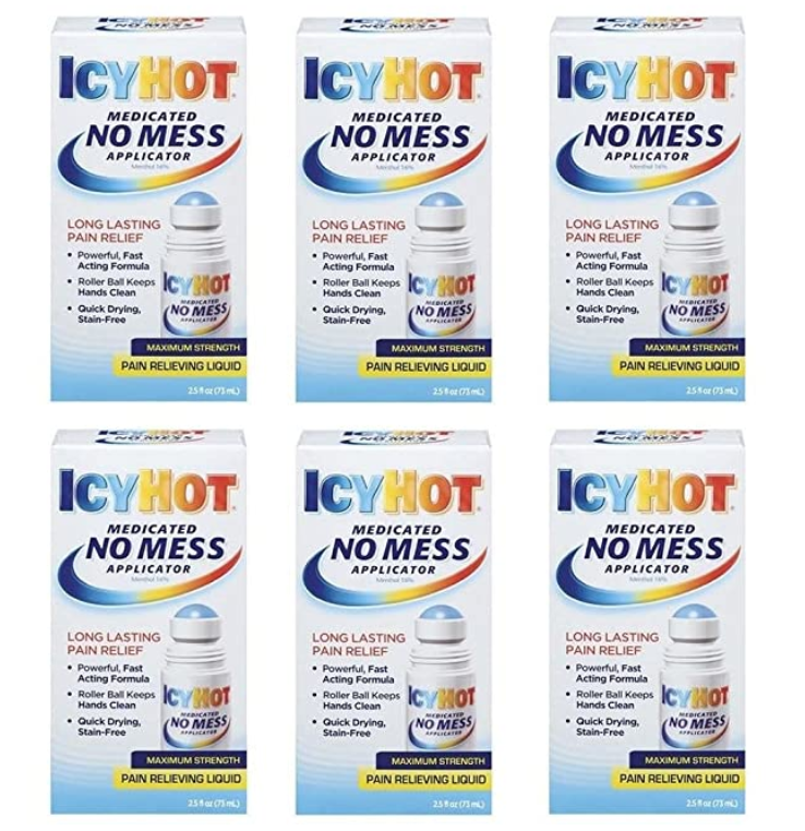 Icy Hot Medicated No Mess Applicator Max-Strength 2.5 Ounce- (6 Pack)